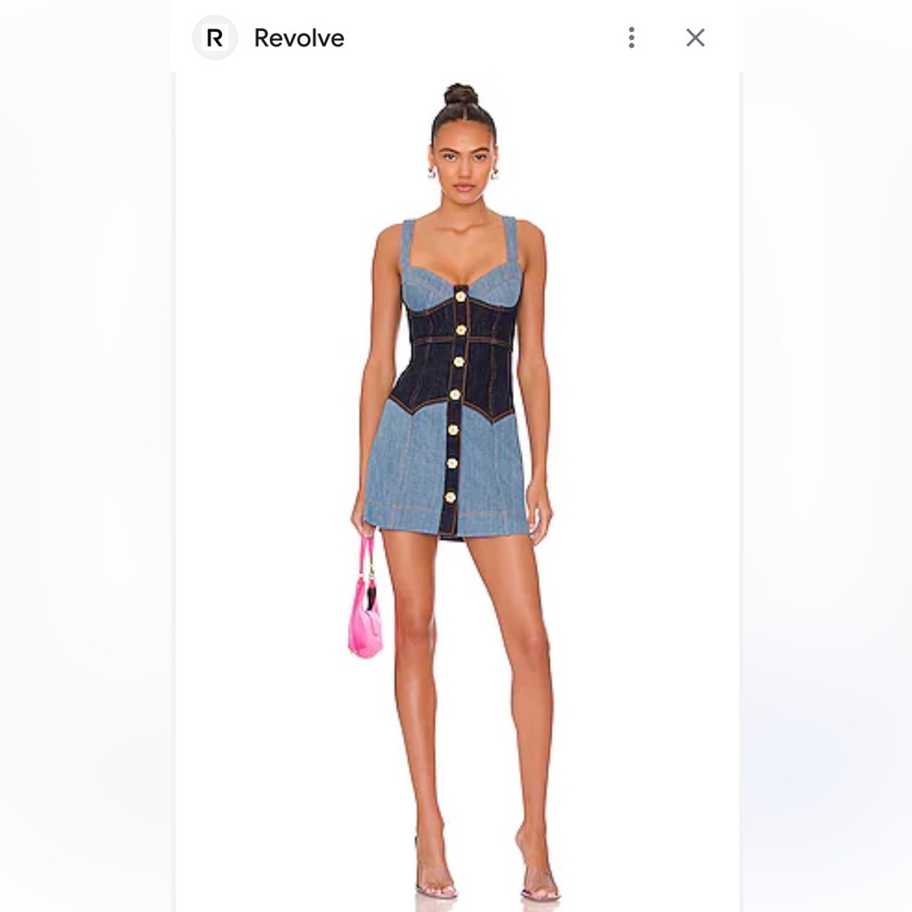 Alice McCall Two-Tone Denim Mini Dress in Light and Dark Blue